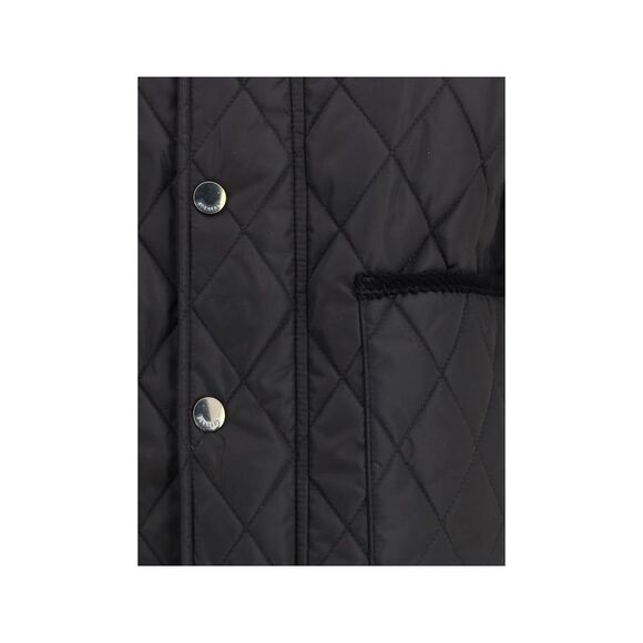 Burberry Quilted Jacket with Corduroy Collar and Snap Closure Women Black - Picture 3 of 3